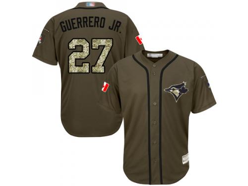 #27 Vladimir Guerrero Jr. Green Baseball Men's Jersey Toronto Blue Jays Salute to Service