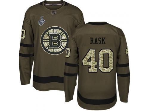 #40 Tuukka Rask Green Hockey Men's Jersey Boston Bruins Salute to Service 2019 Stanley Cup Final Bound