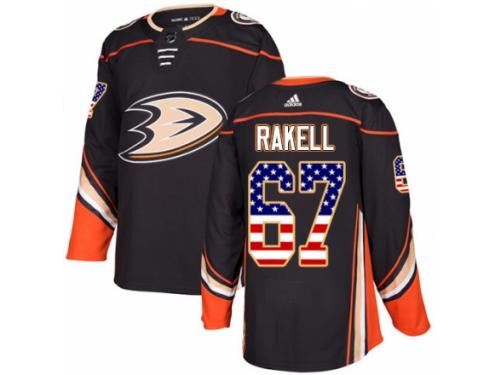 Men Adidas Anaheim Ducks #67 Rickard Rakell Black USA Flag Fashion NHL Jersey