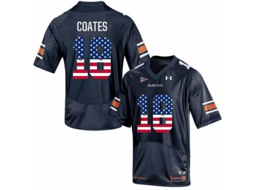 Men Auburn Tigers #18 Sammie Coates Navy USA Flag College Football Jersey