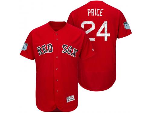 Men Boston Red Sox David Price #24 Red 2017 Spring Training Grapefruit League Patch Authentic Collection Flex Base Jersey