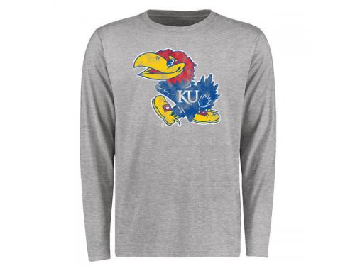 Men Kansas Jayhawks Big & Tall Classic Primary Long Sleeve T-Shirt - Ash