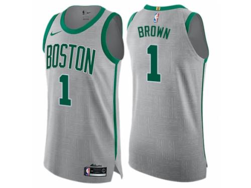 Men Nike Boston Celtics #1 Walter Brown Gray NBA Jersey - City Edition