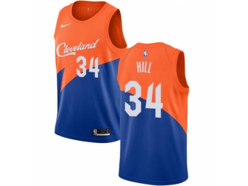 Men Nike Cleveland Cavaliers #34 Tyrone Hill Blue NBA Jersey - City Edition