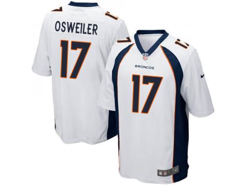 Men Nike NFL Denver Broncos #17 Brock Osweiler Road White Game Jersey