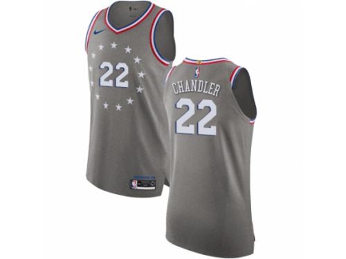 Men Nike Philadelphia 76ers #22 Wilson Chandler Gray NBA Jersey - City Edit