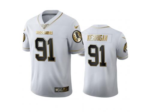 Men Ryan Kerrigan Redskins White 100th Season Golden Edition Jersey